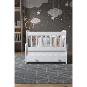 ardilla furniture Beşik Çekmeceli Sallanır Anne Yanı Ahşap Bebek Beşiği Beyaz