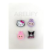 Arelify Terlik Süsü Karışık 4 lü Set Kuromi-Labubu-Hello Kitty