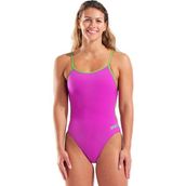 Arena 004651966 Pembe Swimsuit Lace Back Solid Kadın Lacivert Yüzücü Mayo