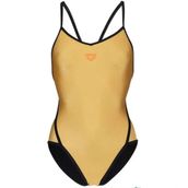 Arena 006183 Womens Arena 50th Gold Swimsuit Diamond Back Kadın Yüzücü Mayosu