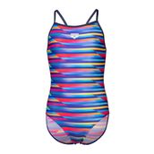 Arena 009006570 Çok Renkli Racing Stripe Swimsuit Lightdrop Back Çocuk Yüzücü Mayosu