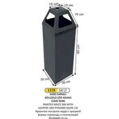 Arı Metal 1378 54 lt Piramit Kapaklı Küllüklü Füme Çöp Kovası