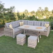Aria | Rehome Rattan Iki Puflu L Köşe Takımı | 708 - 255x190x80 - Gri