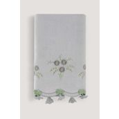 Arliva Home Küpeli Gri 50x85 Kadife Nakışlı Çeyiz Havlusu