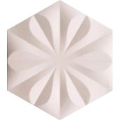 Armada Çini 15x17 cm Çiçekli Beyaz Desen Altıgen Çini Seramik Karo