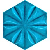 Armada Çini 15x17 cm Çiçekli Turkuaz Desen Altıgen Çini Seramik Karo