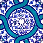 Armada Çini 20x20 cm AC 52 Kütahya Cami Çinisi Geometrik Desenli Seramik Çini Karo