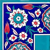 Armada Çini 20x20 cm KSK-24 Göbek Desenli Göbekli Çini Bordür Köşesi