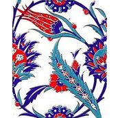 Armada Çini 20X25 cm AC 313 Kütahya Cami Çinisi Hançer Desenli Seramik Çini Karo