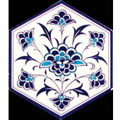 Armada Çini 21X23 cm Al 1 İznik Desenli Seramik Altıgen Çini Karo