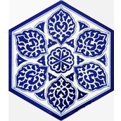 Armada Çini 21X23 cm Al 2 Selçuklu Desenli Seramik Altıgen Çini Karo