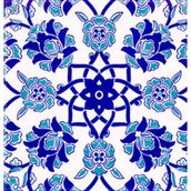 Armada Çini Ac 10 20x20 cm Selçuk Mavi Çiçek Desenli Kütahya Çini