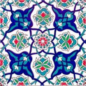 Armada Çini Ac 27 20x20 cm Kütahya Çini Rumi Desenli İznik Çini Karo