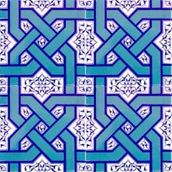 Armada Çini Ac 6 20x20 cm Selçuklu Turkuaz Zincir Geçme Çini Karo