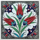 Armada Çini ED 103 10x10 cm Üçlü Lale Eldekoru Kütahya Çini Pano