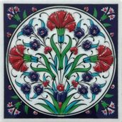 Armada Çini ED 105 Üç Karanfil El Dekoru 10x10 cm Çini