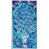 Armada Çini ED 203 10x20 cm Turkuaz Hayat Ağacı Eldekoru Çini Karo