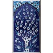 Armada Çini ED 204 10x20 cm Kobalt Hayat Ağacı Eldekoru Çini Karo