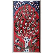 Armada Çini ED 205 10x20 cm Kırmızı Hayat Ağacı Eldekoru Çini Karo