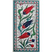 Armada Çini ED 215 10x20 cm Turkuaz Üç lale Eldekoru Çini Karo