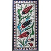 Armada Çini ED 216 10x20 cm Kobalt Üç Lale Eldekoru Çini Karo