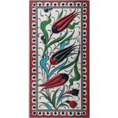Armada Çini ED 217 10x20 cm Kırmızı Üç Lale Eldekoru Çini Karo