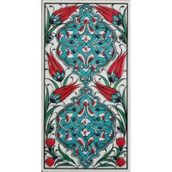 Armada Çini ED 228 10x20 cm Turkuaz Rumi Desen Eldekoru Çini Karo