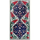 Armada Çini ED 229 10x20 cm Kobalt Rumi Desenli Eldekoru Çini Karo