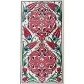Armada Çini ED 230 10x20 cm Kırmızı Rumi Desenli Eldekoru Çini Karo