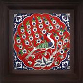 Armada Çini ED 300 20x20 cm Kırmızı Tavus Kuşu Kütahya Çini Pano