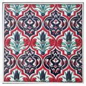 Armada Çini ED 309 20x20 cm Kırmızı Madalyon Eldekoru Çini Pano