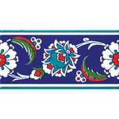 Armada Çini KS 12 10x20 cm İznik Çiçek Desenli Seramik Çini Bordür