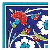 Armada Çini KSK 43 10x10 cm Karanfil Desenli Çini Bordür Köşesi