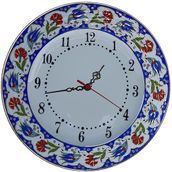 Armada Çini PRT 63 25 cm Lacivert Altın Yaldızlı Lale Karanfil Çini Saat