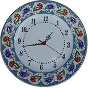 Armada Çini Prt 64 25 cm Mavi Altın Yaldızlı Lale Karanfil Çini Saat