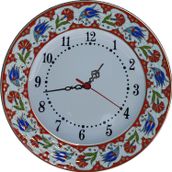 Armada Çini Prt 65 25 cm Kırmızı Altın Yaldızlı Lale Karanfil Çini Saat