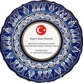 Armada Çini Resimli Baskılı El Dekoru Kütahya Mavi 30 cm Çini Tabak