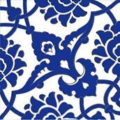Armada Çini SP 83 20x20 cm Kobalt Beyaz İznik Rumi Desenli Çini Karo