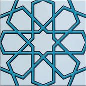 Armada Çini SP 89-V 20x20 cm Turkuaz Beyaz Türkmen Yıldızı Çini Karo