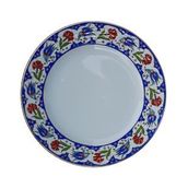 Armada PRT 60x25 cm Lacivert Altın Yaldızlı Lale Karanfil Kaligrafi Çini Tabak