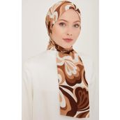 Armine 6348-2-03 Kahverengi Beyaz Şal
