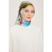 Armine 9102-33 Mavi-mor Batik Desen Tivil İpek Eşarp