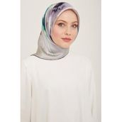 Armine 9105-32 Gümüş Çiçek Desen Tivil İpek Eşarp