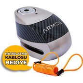 Armor 610 Plus Motosiklet Alarmlı Disk Kilidi 10 mm 120 Desibel - Alüminyum Gri