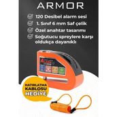 Armor 6mm 120 Db Güvenlik Sertifikalı Motosiklet Alarmlı Disk Kilidi - Turuncu