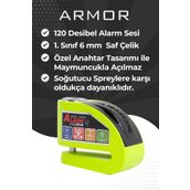 Armor Disk Kilidi 606 Mva 6 mm Alarmlı Neon Yeşil
