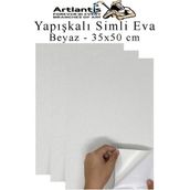 Artlantis Beyaz Yapışkanlı Simli Eva 35X50 cm 3 Adet Simli Yapışkanlı Eva Süngeri Okul Kreş Anasınıfı Elişi Etkinlikleri Hobi - Standart