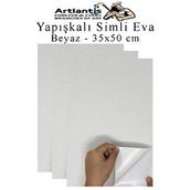 Artlantis Beyaz Yapışkanlı Simli Eva 35x50 cm 3 Adet Simli Yapışkanlı Eva Süngeri Okul Kreş Anasınıfı Elişi Etkinlikleri Hobi