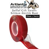 Artlantis Çift Taraflı Bant Silikonlu Süper Güçlü Çivisiz Montaj Bandı 1 Adet 18MM x 2 Metre Extra Yüksek Mukavemetli - Şeffaf - Standart