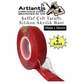 Artlantis Çift Taraflı Bant Silikonlu Süper Güçlü Çivisiz Montaj Bandı 2 Adet 18mm x 2 metre Extra Yüksek Mukavemetli